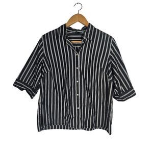 Lauren Ralph Lauren Cotton Stripe Button Collared Shirt Slit Sleeve Old Money 1X